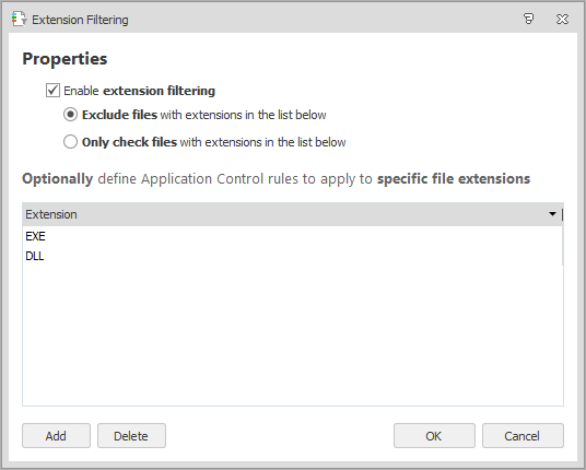 Extension Filtering
