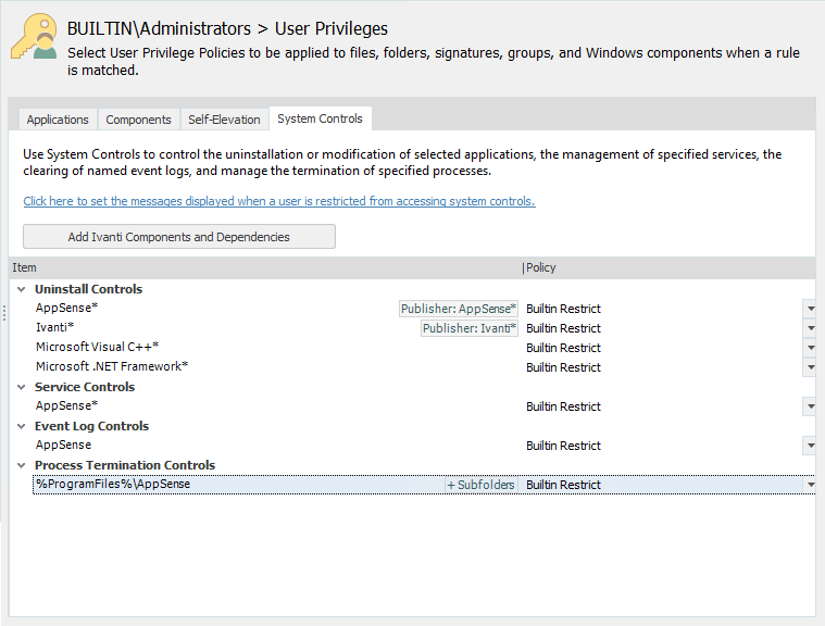 Application Control Console