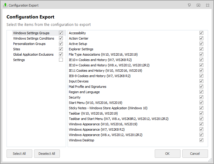 Import and Export Configurations
