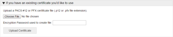 Upload an Existing PKCS #12 / PFX Certificate