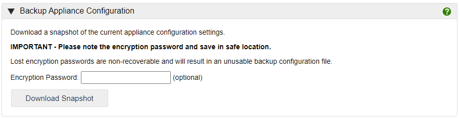 Backup a configuration Backup a configuration