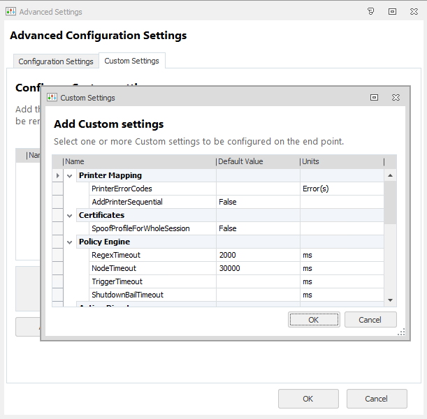 Advanced Configuration Settings