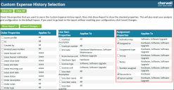 Assignment fields in Custom Expense History report