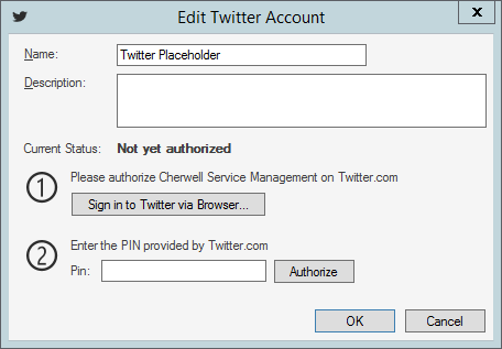 Edit Twitter Account Window
