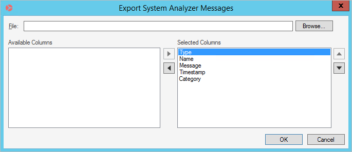System Analyzer Export Window