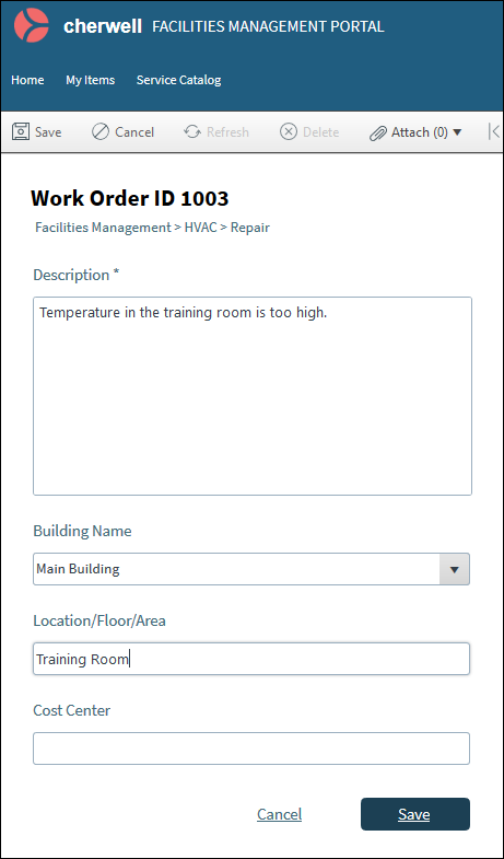 User Work Order