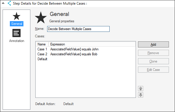 Decide Between Multiple Cases One-Step Action