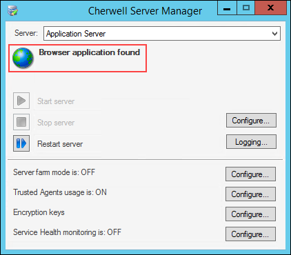 Cherwell Server Manager: Restart Server