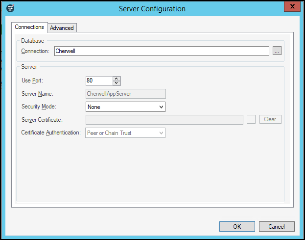 Cherwell Server Manager: Server Configuration