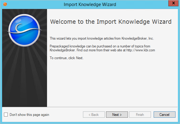 Import Knowledge Wizard Window