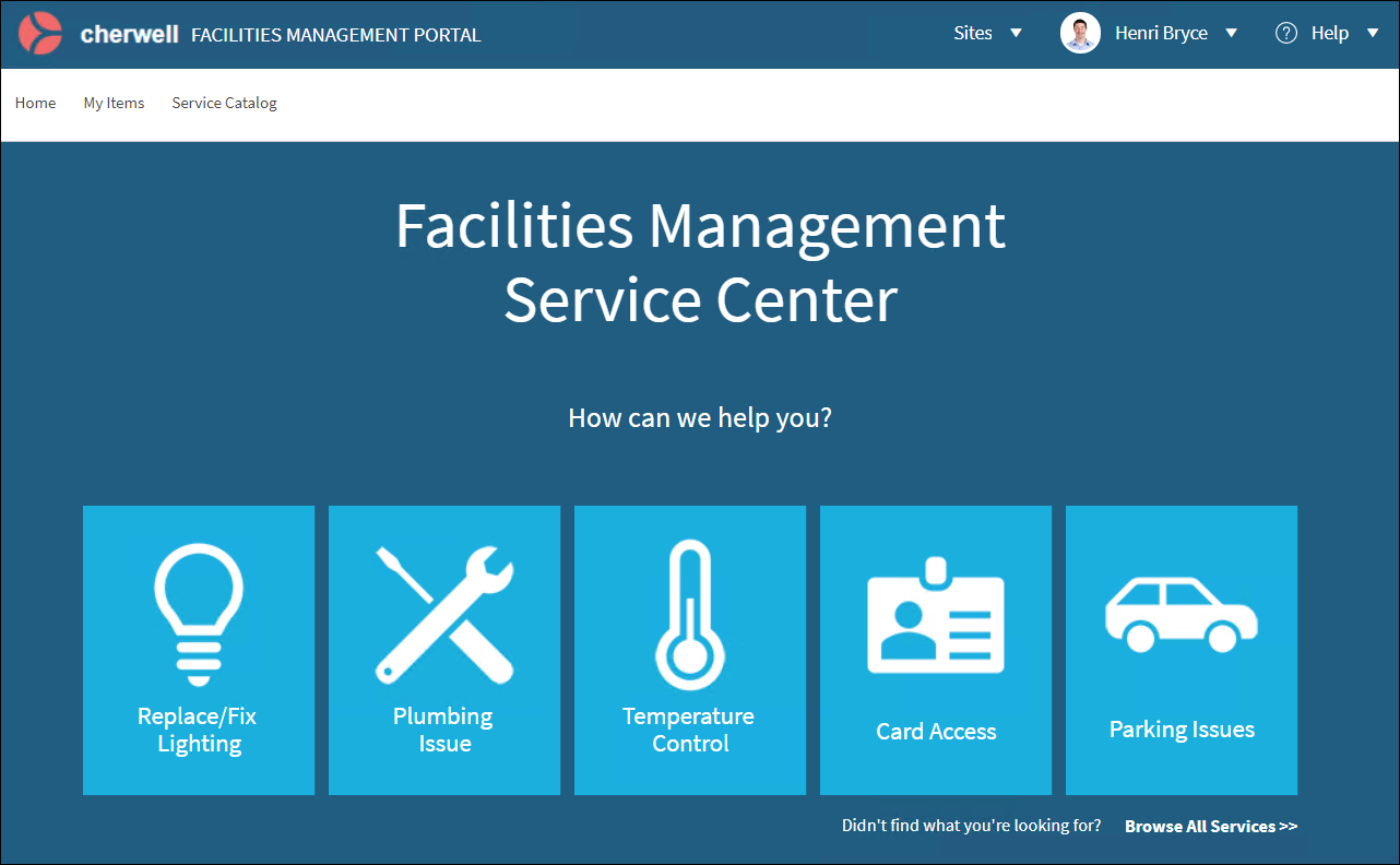 Facilities Management Service Center page