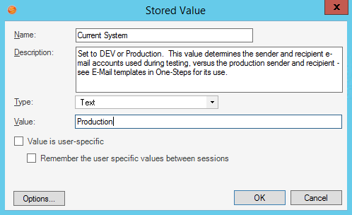 Current System Production Stored Value