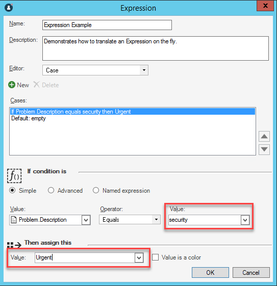 Translations in the Expressions Dialog