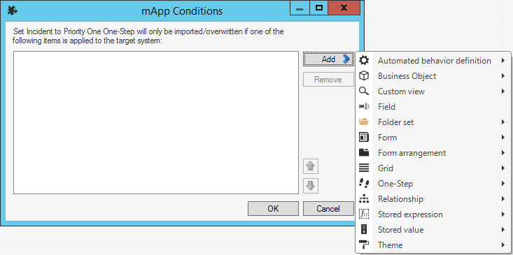 mApp Solution Conditions