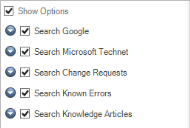Knowledge pane search options