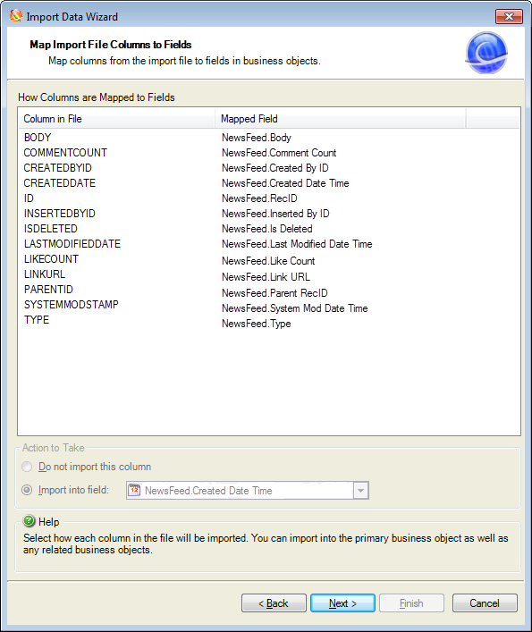 Import Data Wizard Map Import File Columns To Fields Page