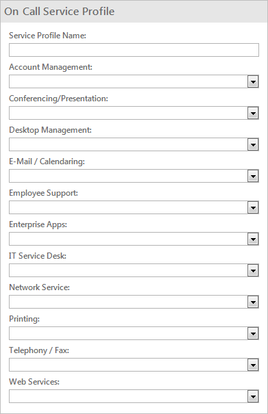 On Call Service Profile Form