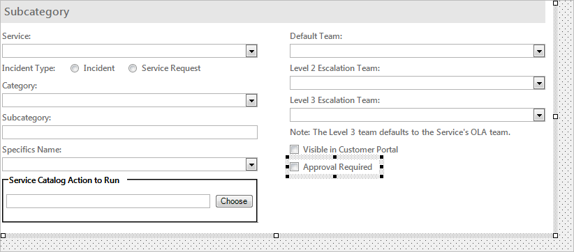 vRealize® Incident SubCategory Form Control on Default Form