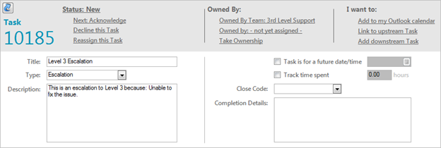 Incident Default Team Assignment Escalation - Third-Level Task