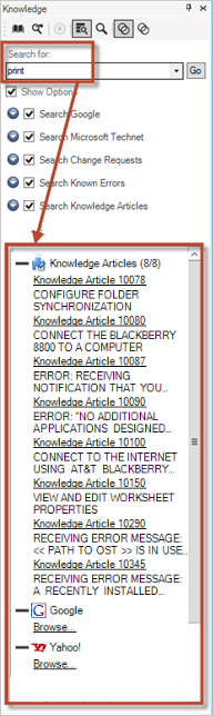 CSM Desktop Client Knowledge Pane