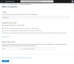 Microsoft Azure-Bildschirm "Anwendung registrieren"