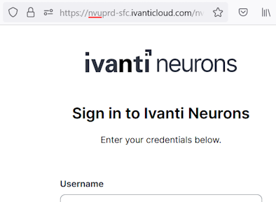 Anmeldeseite mit der URL, die mit NVU beginnt (zur Hervorhebung unterstrichen)