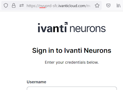 Sign-in screen, showing the URL that starts with NVU (underlined for emphasis)