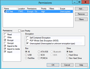 Permissions dialog