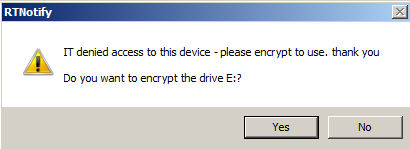 Denied access, do you want to encrypt? message