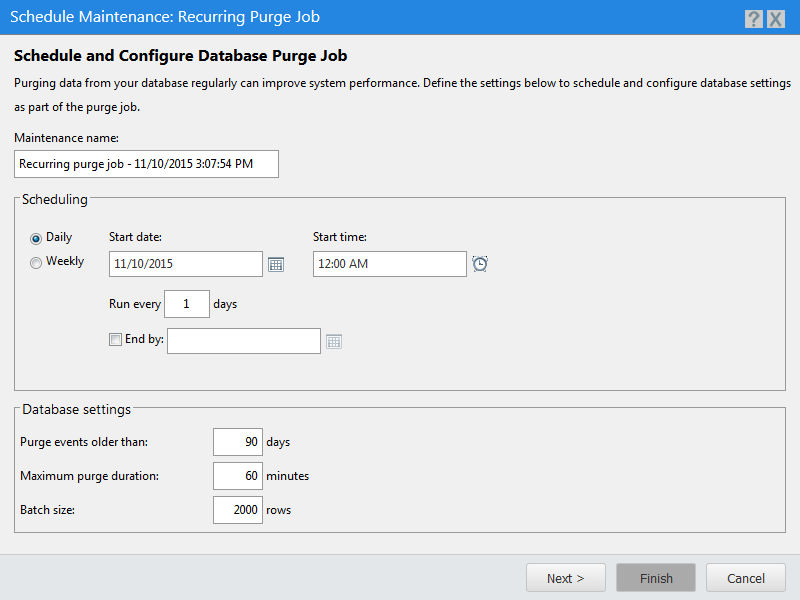 Scheduling a Recurring Purge Job for Events