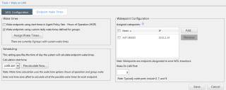 Ivanti Wake on LAN Page with the WOL configuration tab active