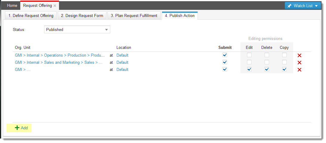 Configuring Request Offering Access