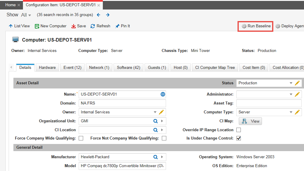 Working with the Configuration Baseline