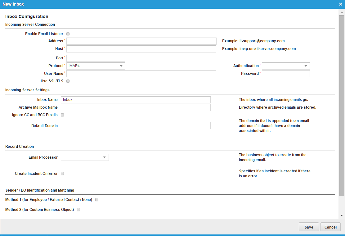 Admin Inbox Creating an Inbox