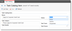 Working with Task Catalog Statuses