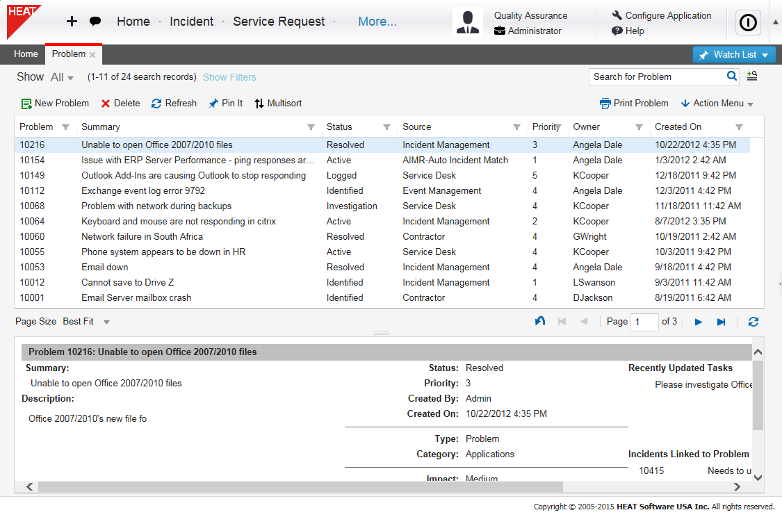 Working with Problem Management
