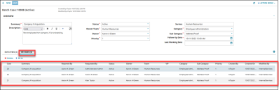Select the HR Cases tab to see the new linked cases appear 