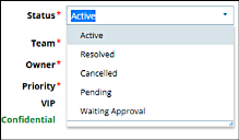 Available statuses when a case is in Active status