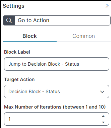 screenshot of go to action settings block tab