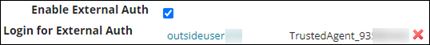 screenshot of employee external authentication fields