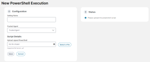 screenshot of the new posershell execution configuration form