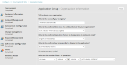 The Application Setup - Organization Information workspace.