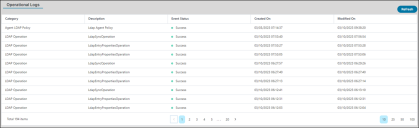 Screenshot showing the operational logs list