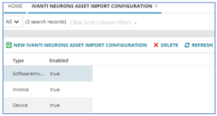Enable asset types in the Ivanti Neurons Asset Import Configuration workspace.