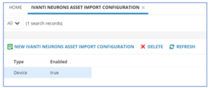 Enable the device type in the Ivanti Neurons Asset Import Configuration workspace.