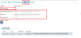 screenshot of the client registration configuration form