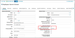 Employee record showing location of Enable External Authentication checkbox