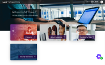 Sample of an Enterprise Self Service Welcome page with elements and cards.