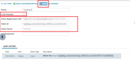 Entering details for client registration.