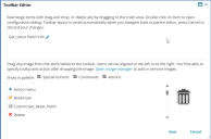 Selecting options in the Toolbar Editor.